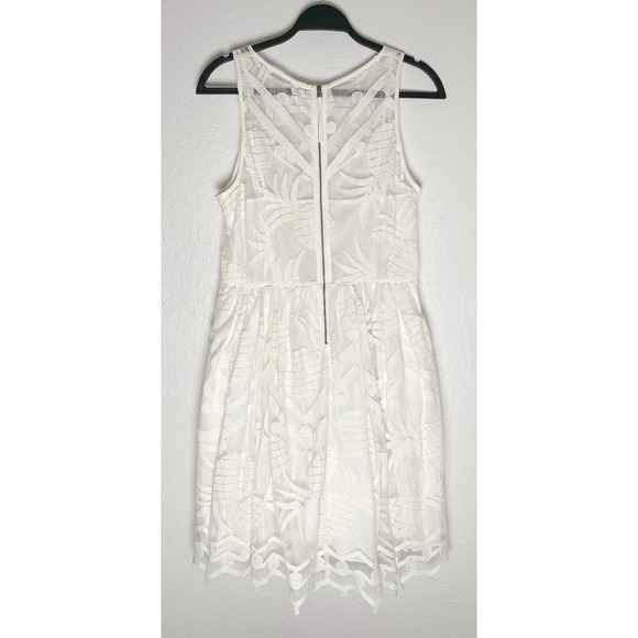 Anthropologie Women's Maeve Pina White Ivory Lace Pineapple Fit & Flare Dress - Picture 10 of 15
